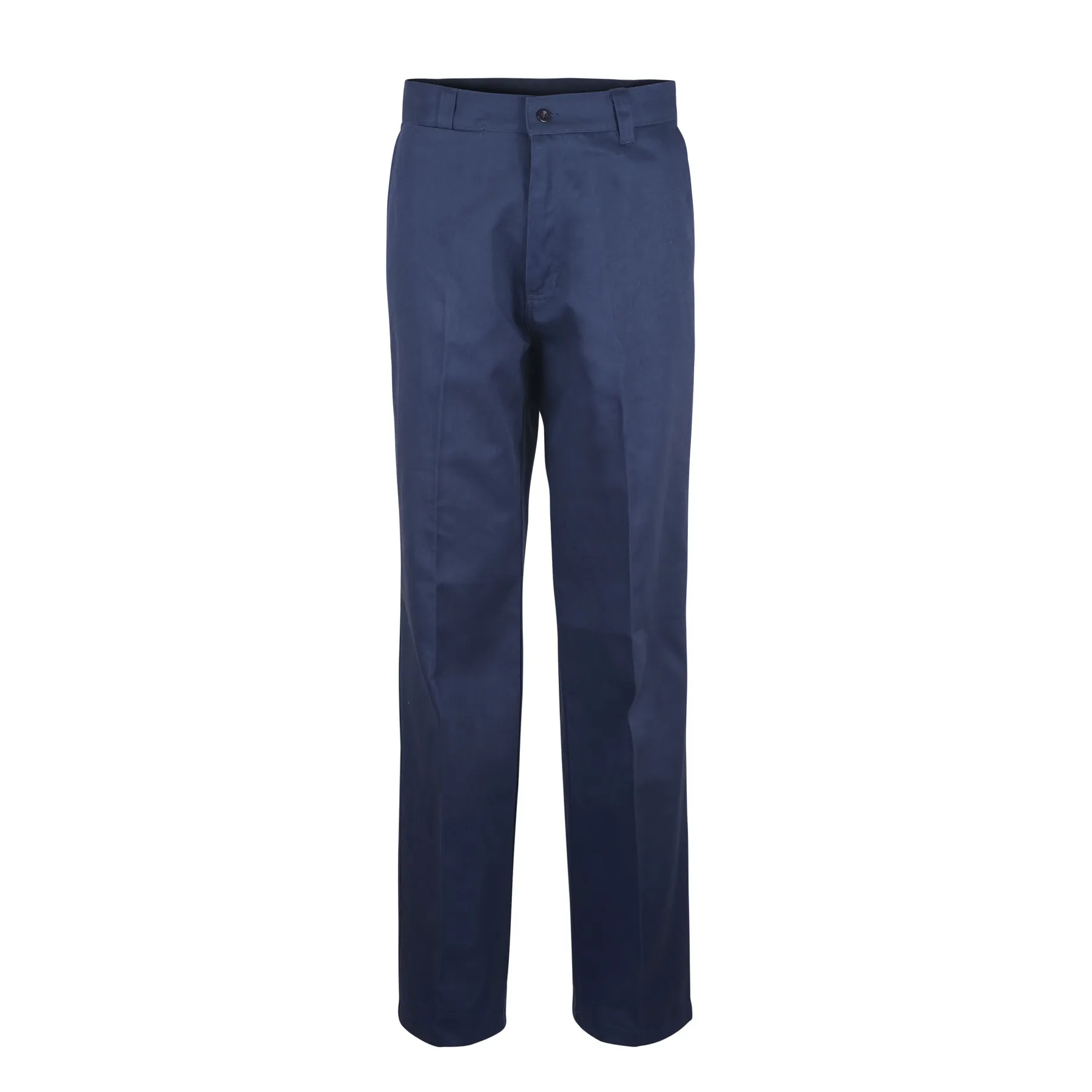 Flat Front Cotton Drill Trousers Navy Front
