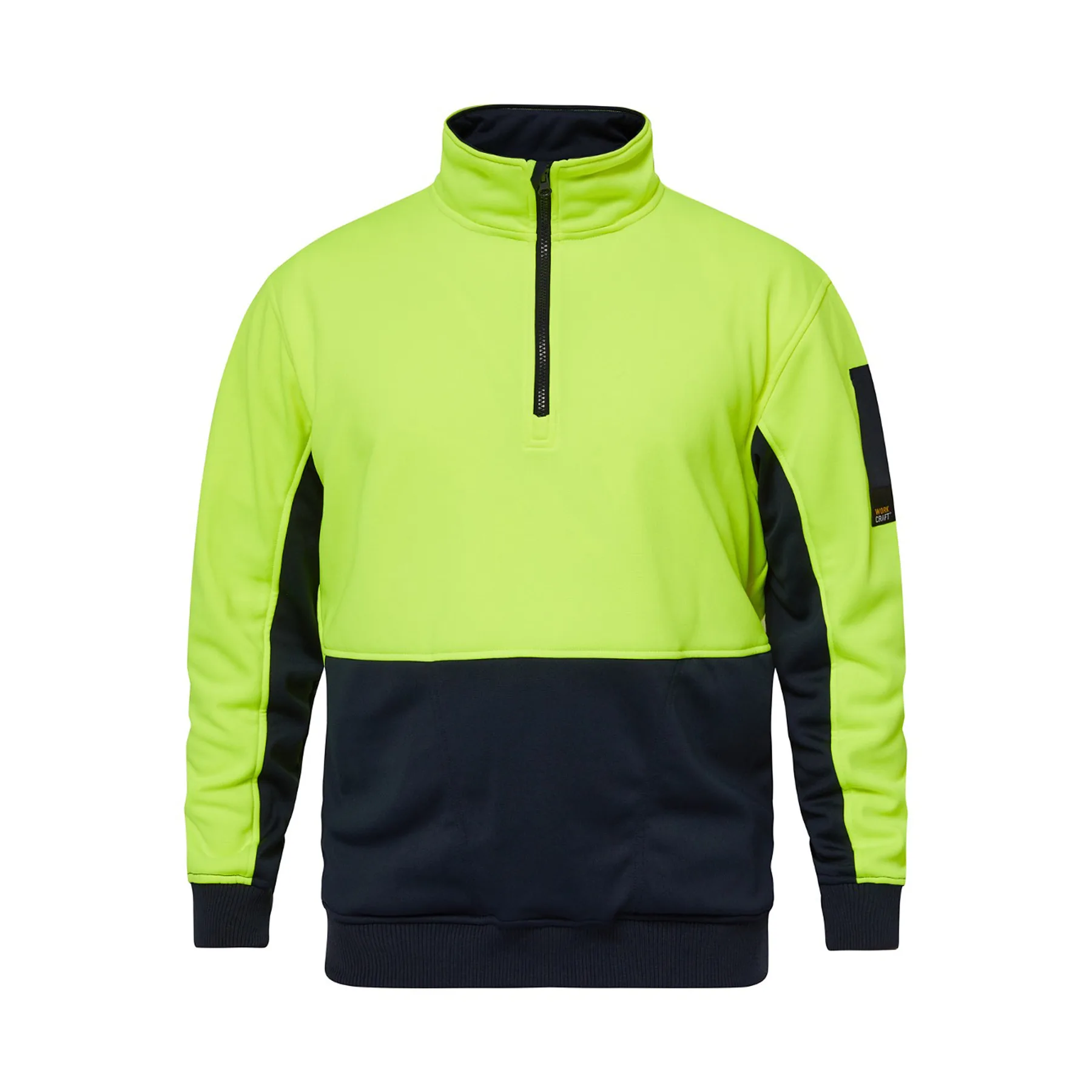 Hi Vis Half Zip Pullover Navy Yellow Front