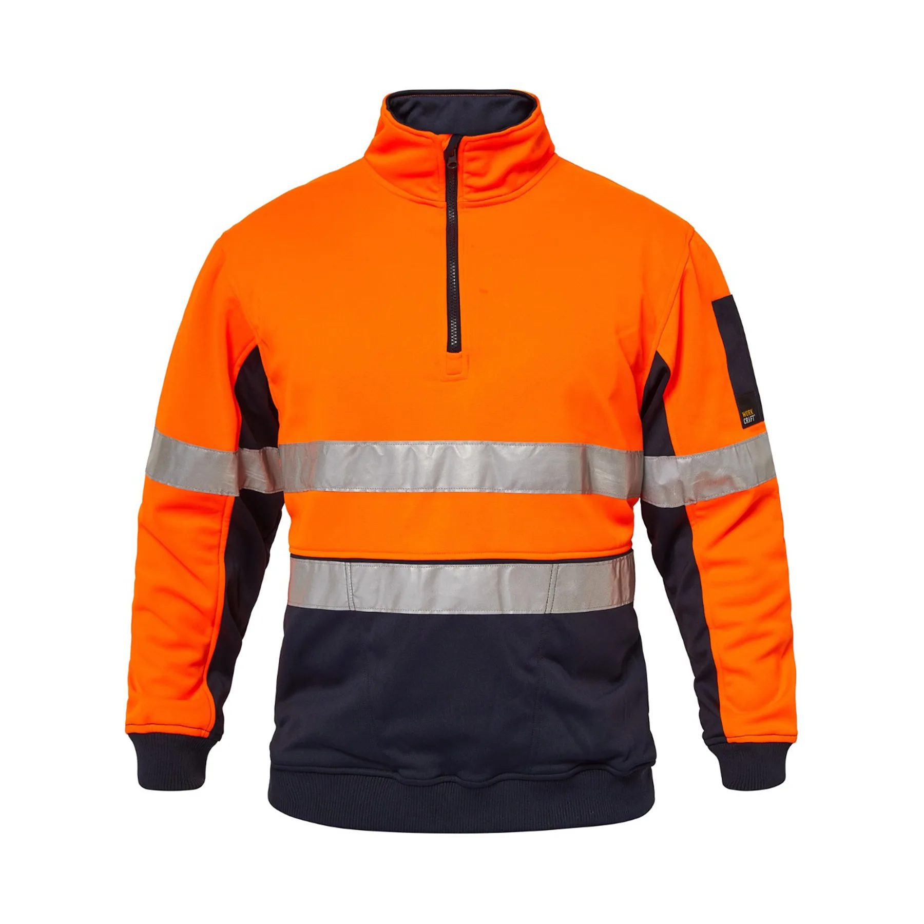 Hi Vis Half Zip Reflective Pullover Navy Orange Front
