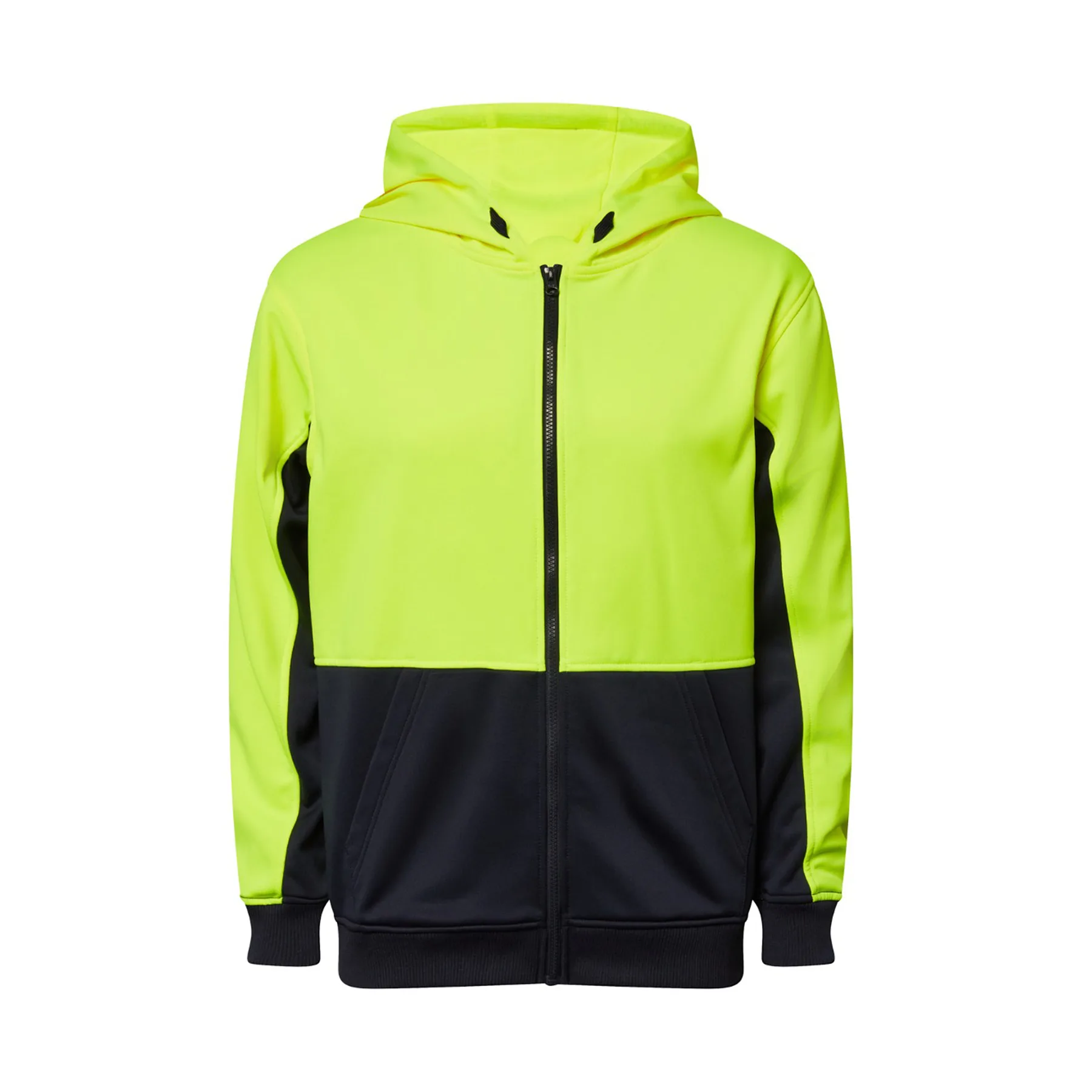 Hi Vis Full Zip Hoodie Navy Yellow Front