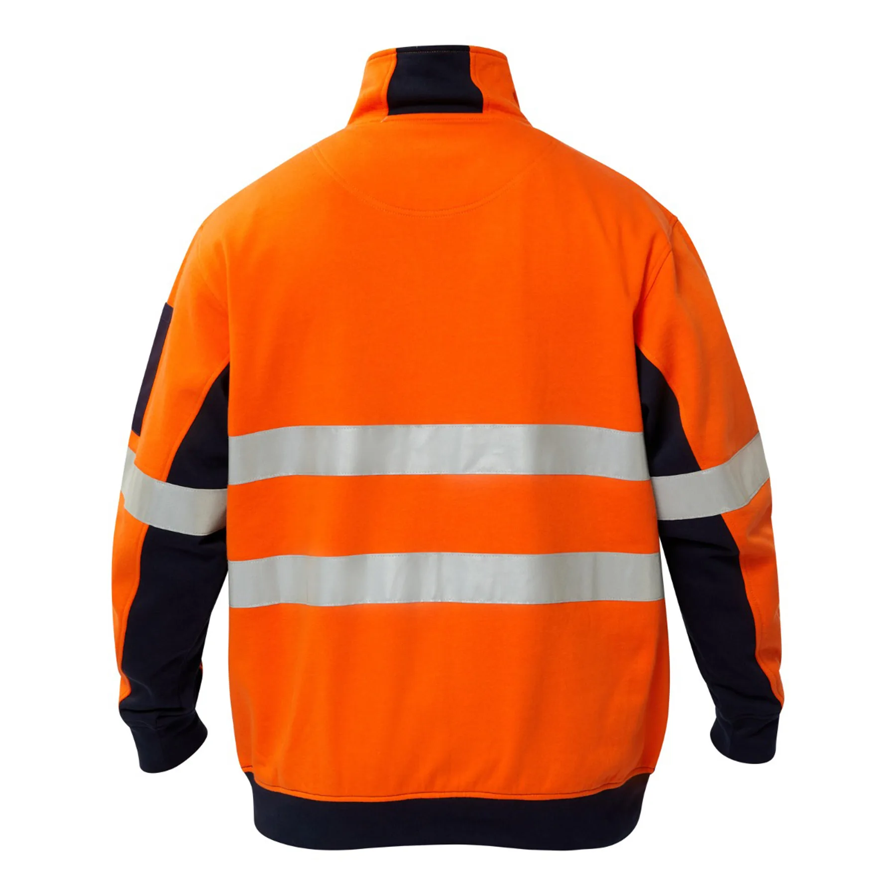 Hi Vis Half Zip Cotton Reflective Pullover Navy Orange Front