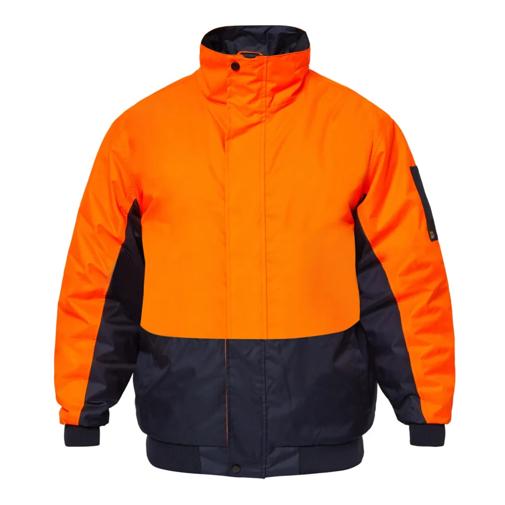 Hi Vis Modern Bomber Jacket Navy Orange Front
