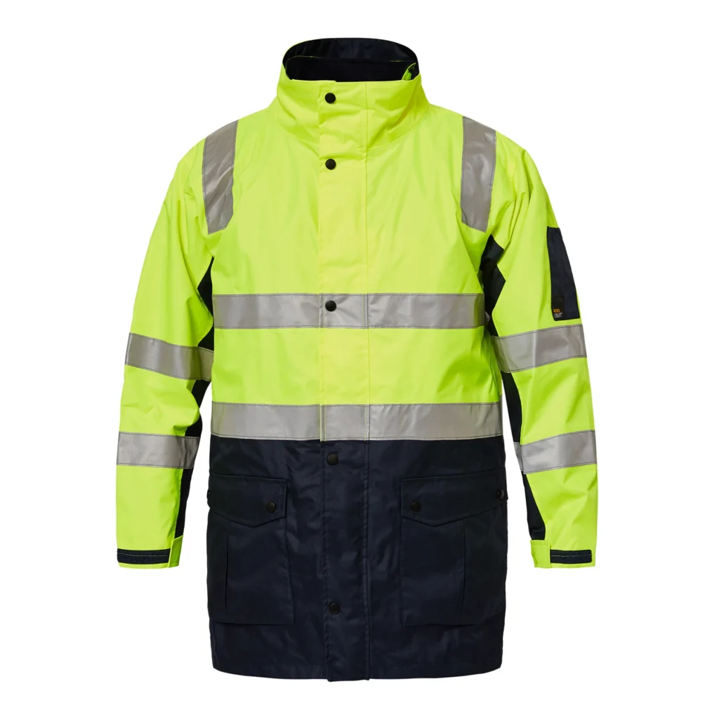 Hi Vis 4-in-1 Reflective Jacket Navy Yellow Front