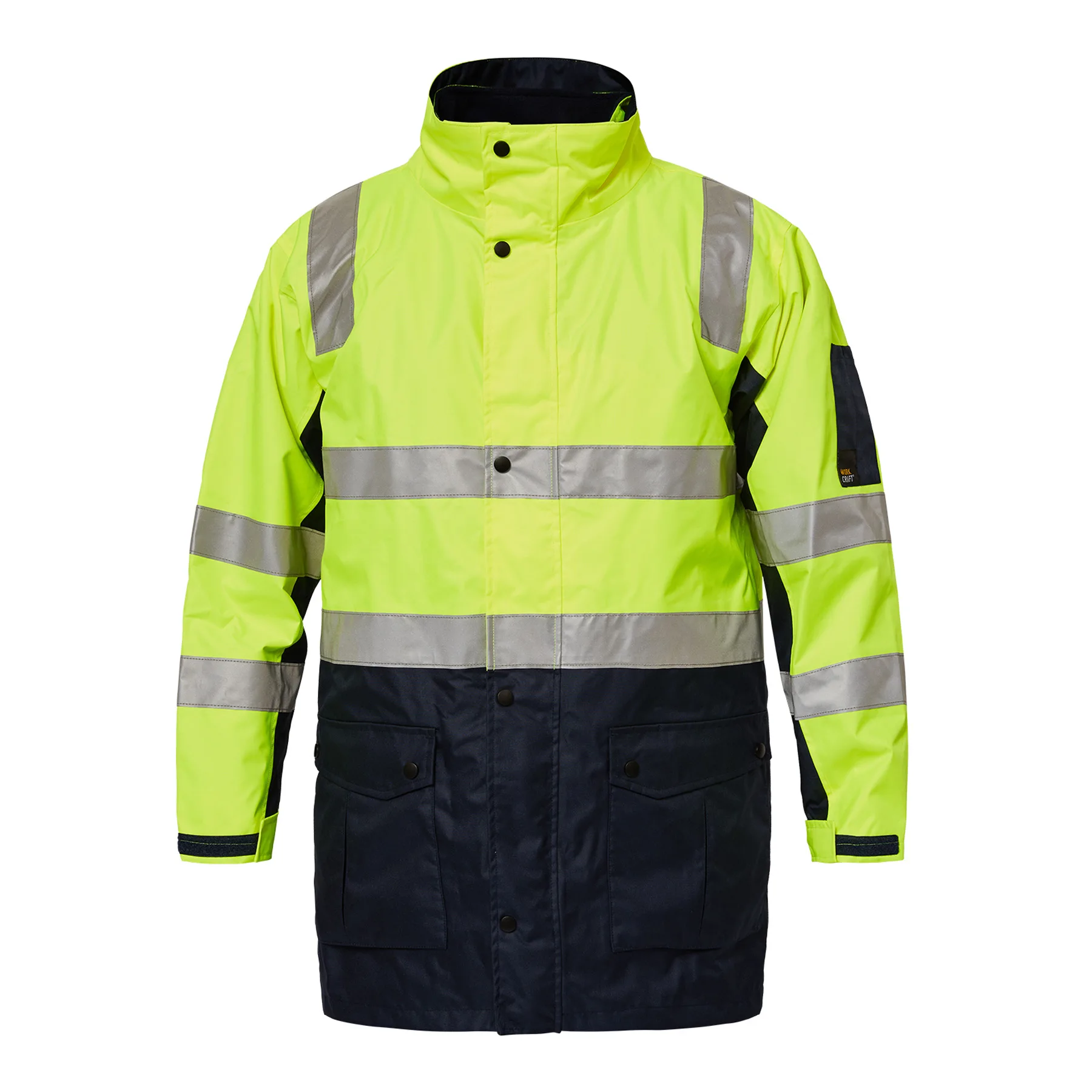 Hi Vis 4-in-1 Reflective Jacket Navy Yellow Front